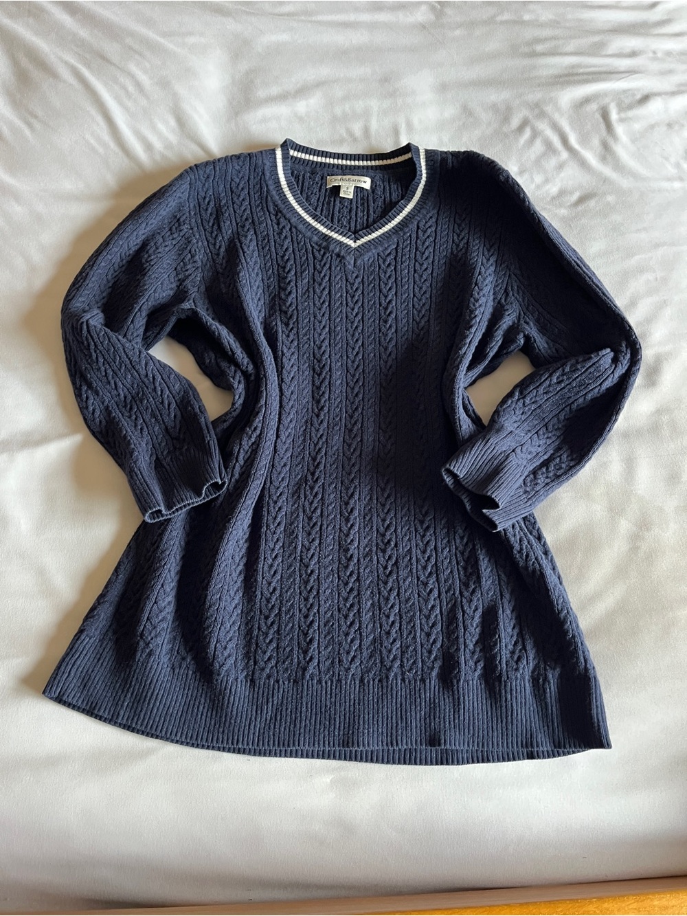 croft & barrow Navy Cable-Knit V-Neck Pullover